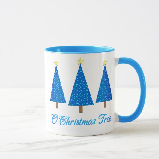 Blauw Sterpatroon Moderne Kerstbomen Mok (Rechts)