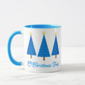 Blauw Sterpatroon Moderne Kerstbomen Mok (Links)