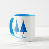 Blauw Sterpatroon Moderne Kerstbomen Mok (Voorkant links)