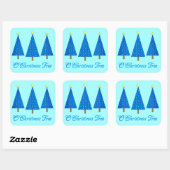 Blauw Sterpatroon Moderne Kerstbomen Vierkante Sticker (Vel)