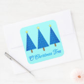Blauw Sterpatroon Moderne Kerstbomen Vierkante Sticker (Envelop)