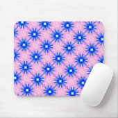 blauw sterpatroon op roze mousepad muismat (Met muis)