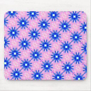 blauw sterpatroon op roze mousepad muismat