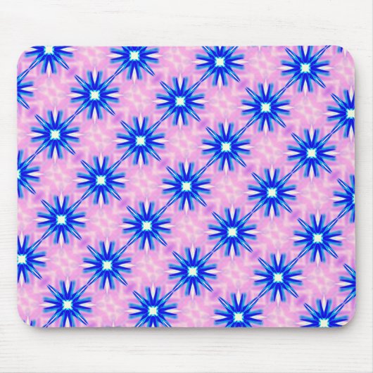blauw sterpatroon op roze mousepad muismat (Voorkant)
