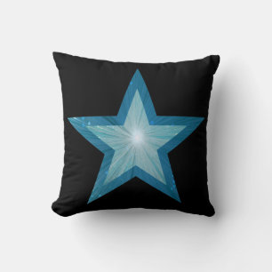 Blauw sterren met zwarte haarstaartpijp kussen