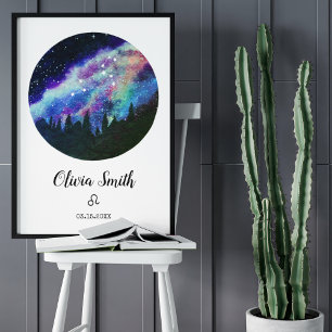 Blauw sterrenbeeld Leeuw Horoscoop Teken Cadeau Poster