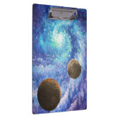 Blauw sterrenstelsel en planeten klembord (Rechts)
