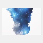 Blauw sterrenstelsel inpakpapier plat vel set van  (Voorkant 3)