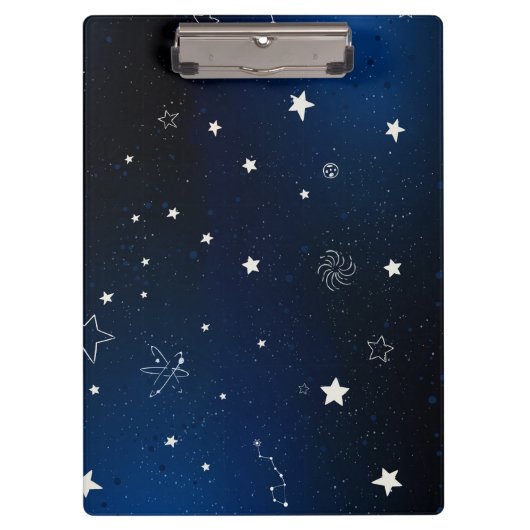Blauw sterrenstelsel met sterren klembord (Voorkant)