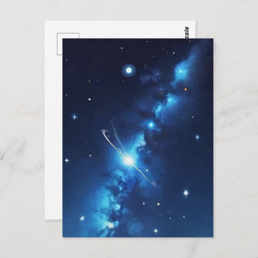 Blauw sterrenstelsel van sterren briefkaart (Voorkant / Achterkant)