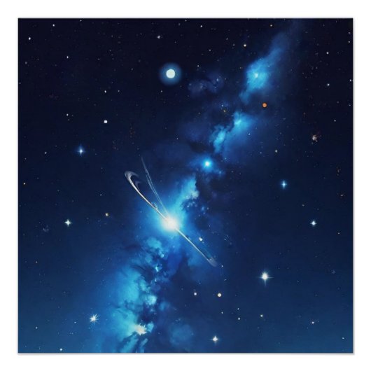 Blauw sterrenstelsel van sterren perfect poster (Voorkant)