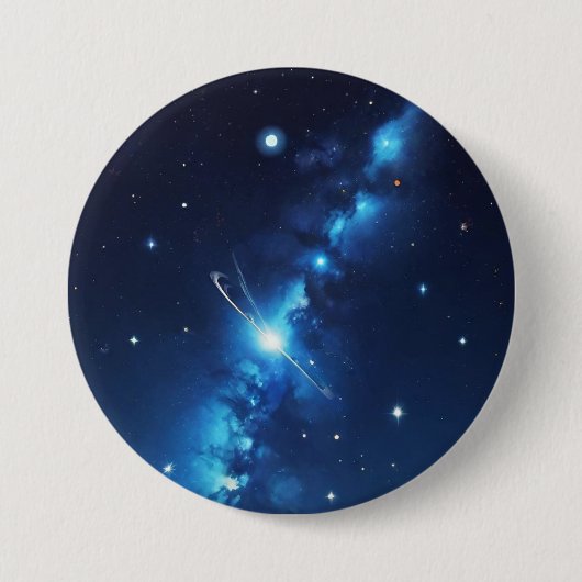 Blauw sterrenstelsel van sterren ronde button 7,6 cm (Voorkant)