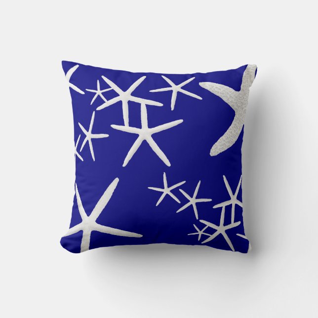 Blauw Stervis Patroon Decorative Kussen (Voorkant)