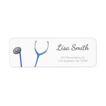 Blauw stethoscoop minimalistische dokter retouradr