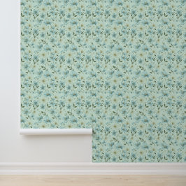 Blauw stijl floral damast patroon behang