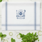 Blauw Stijl Frans Koken Aangepaste Naam Theedoek (Gevouwen)