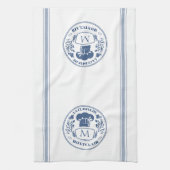 Blauw  Stijl Frans Koken Custom Monogram Theedoek (Verticaal)