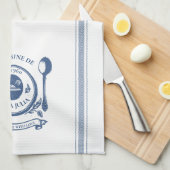 Blauw  stijl Franse koken Gepersonaliseerd naam Theedoek (Quarter Fold)