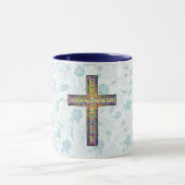 Blauw  stijl Geloof en Cross Mok (Midden)