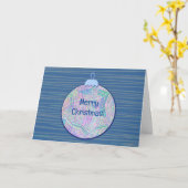 Blauw  Stijl  Kaart van het Kerstmisornament (Gele Bloem)