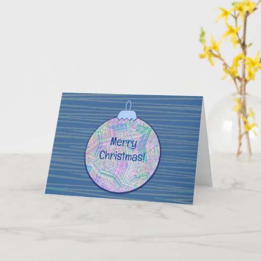 Blauw  Stijl  Kaart van het Kerstmisornament (Gele Bloem)