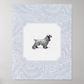 Blauw  stijl, kinderkamer hond poster (Voorkant)