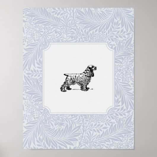 Blauw  stijl, kinderkamer hond poster (Voorkant)
