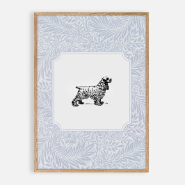 Blauw  stijl, kinderkamer hond poster