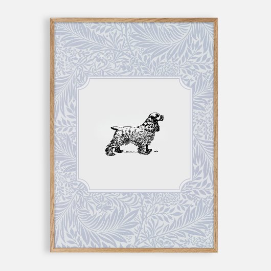 Blauw  stijl, kinderkamer hond poster