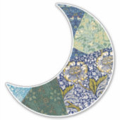 Blauw  Stijl Patchwork Maan Uitgesneden Sticker (Voorkant)