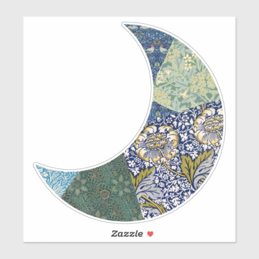 Blauw Stijl Patchwork Maan Uitgesneden Sticker (Vel)