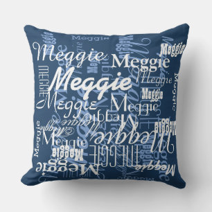 Blauw stijlvol en gepersonaliseerd buitenkussen