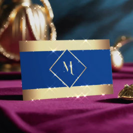 Blauw Stijlvol Goud Lijst Modern Visitekaartje