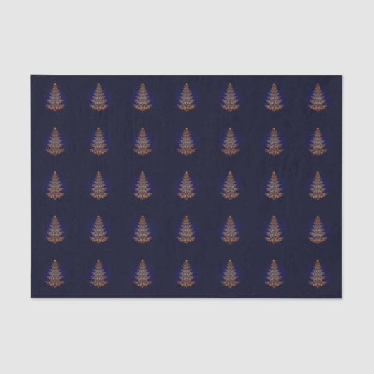 Blauw Stijlvol Kerstboom Tissue Paper Tissuepapier (Voorkant)