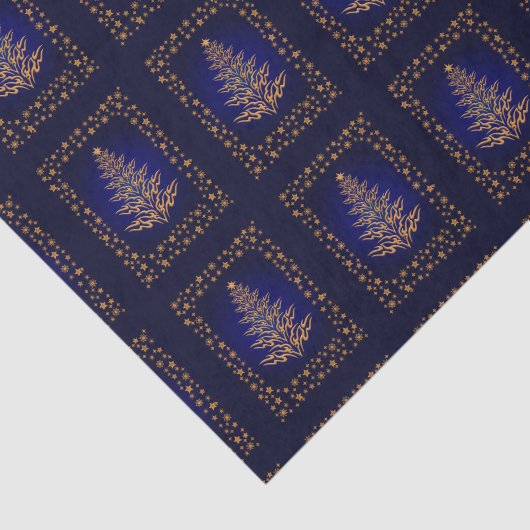 Blauw stijlvol kerstboompapier en staartwappapier tissuepapier (Detail)