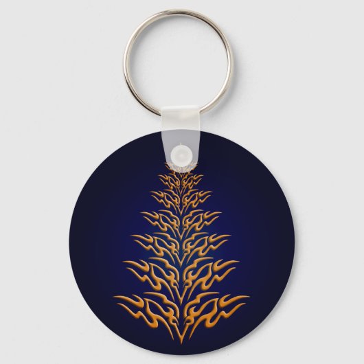 Blauw stijlvol kerstboomSleutelhanger Sleutelhanger (Voorkant)