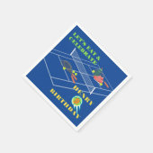 Blauw Stijlvol Tennis Racket Court Game Verjaardag Servet (Hoek)