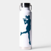 Blauw Stijlvol Vrouw Tennisser Gepersonaliseerd Waterfles (Voorkant)