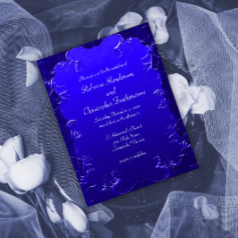 blauw stijlvolle bruiloft uitnodiging