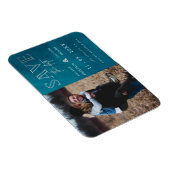 Blauw stijlvolle handgeschreven foto Opslaan datum Magneet (Rechterzijde)