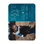 Blauw stijlvolle handgeschreven foto Opslaan datum Magneet (Verticaal)