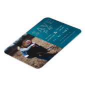 Blauw stijlvolle handgeschreven foto Opslaan datum Magneet (Linkerzijde)