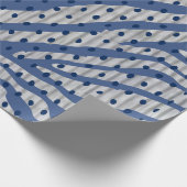Blauw Stip & Gestreept Cadeaupapier  (Hoek)