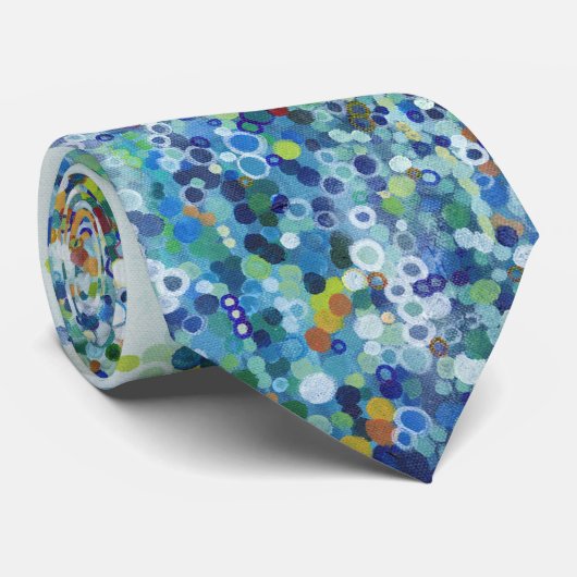 Blauw Stip Stropdas van Margaret Juul (Opgerold)