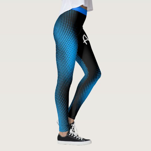Blauw stippatroon met naam op BLACK of uw kleur Leggings (Rechts)
