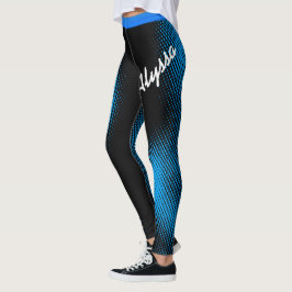 Blauw stippatroon met naam op BLACK of uw kleur Leggings