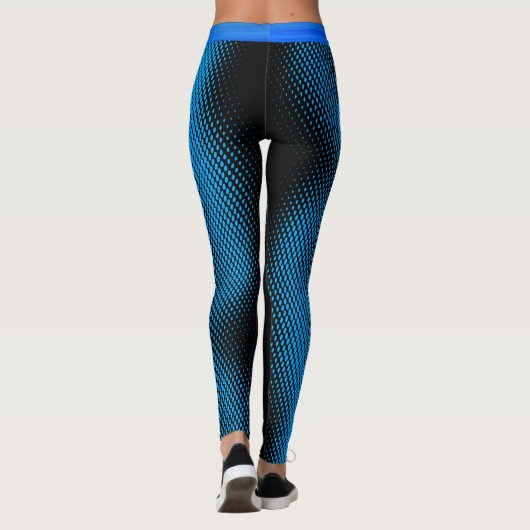 Blauw stippatroon met naam op BLACK of uw kleur Leggings (Achterkant)