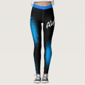 Blauw stippatroon met naam op BLACK of uw kleur Leggings (Voorkant)