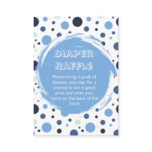 Blauw stippen Baby Shower luier tombola ticket