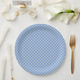 Blauw Stippen Babyfeest Papieren Bordje